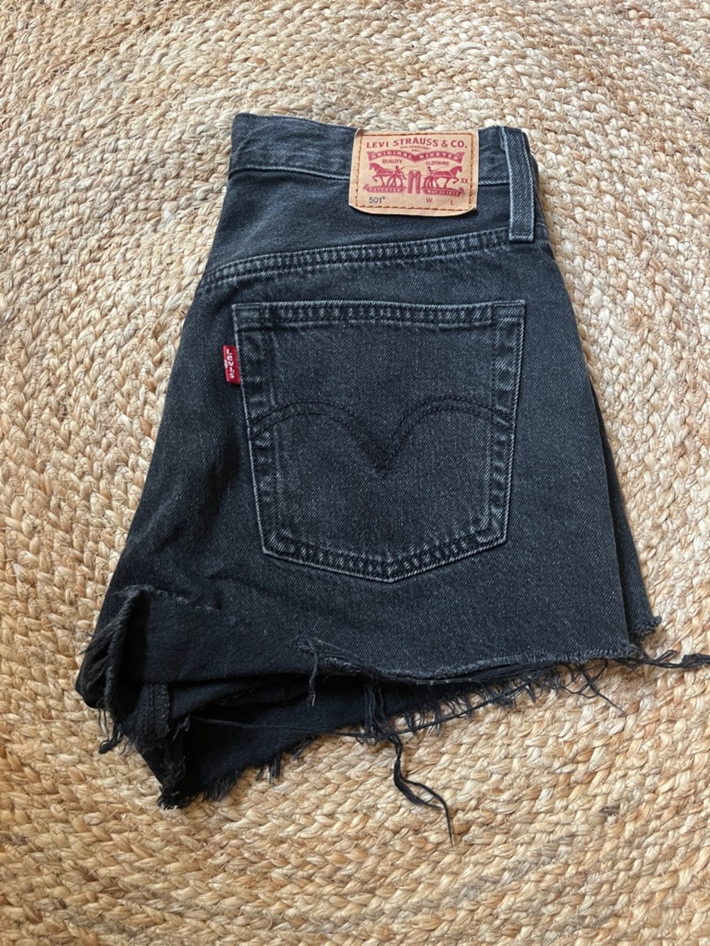 Levi's 501 Black Frayed Denim Shorts